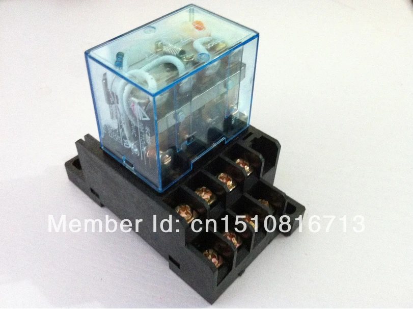 

1set LY4NJ HH64P AC220V 14PIN 10A Power Relay Coil 4PDT With PTF14A Socket Base