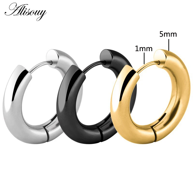 Alisouy Black Gold Silver Color Small Hoop Earrings Huggie Stainless Steel Earring Circle Fashion Earrings For Women Man Jewelry
Alisouy Black Gold Silver Color Small Hoop Earrings Huggie Stainless Steel Earring Circle Fashion Earrings For Women Man Jewelry