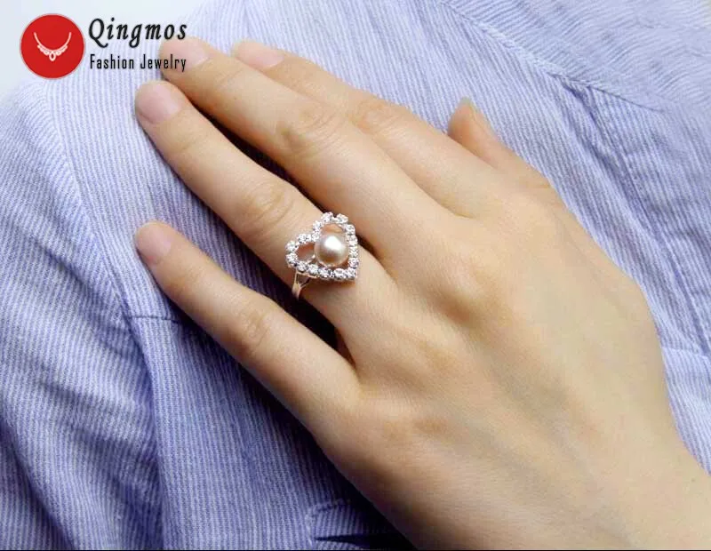 Qingmos Natural Purple Pearl Ring for Women with 6-7mm Flat Pearl 15mm Heart Adjustable #8 Finger Ring In Jewelry Anillos Mujer
Qingmos Natural Purple Pearl Ring for Women with 6-7mm Flat Pearl 15mm Heart Adjustable #8 Finger Ring In Jewelry Anillos Mujer