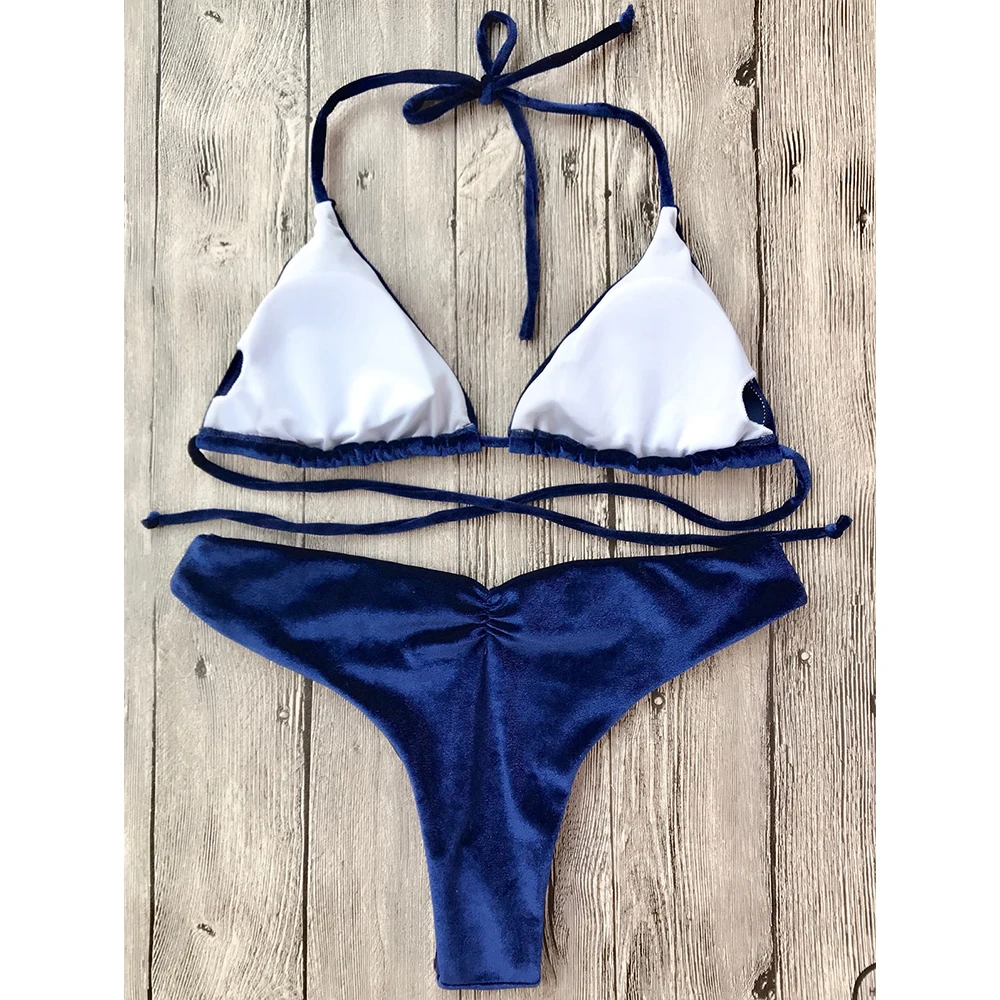 ZAFUL Women New Velvet High Cut Bathing Suit Sexy Low Waisted Solid Color Halter String Bikini Swimsuit Women Swimwear
ZAFUL Women New Velvet High Cut Bathing Suit Sexy Low Waisted Solid Color Halter String Bikini Swimsuit Women Swimwear