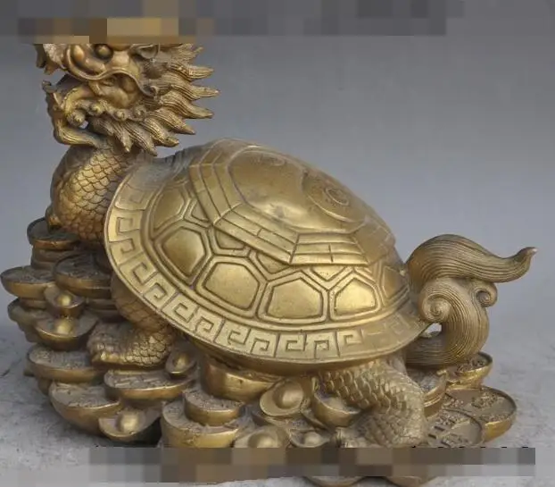 S00370 13" china folk fengshui brass wealth money coin ingot dragon turtle lucky statue
S00370 13" china folk fengshui brass wealth money coin ingot dragon turtle lucky statue