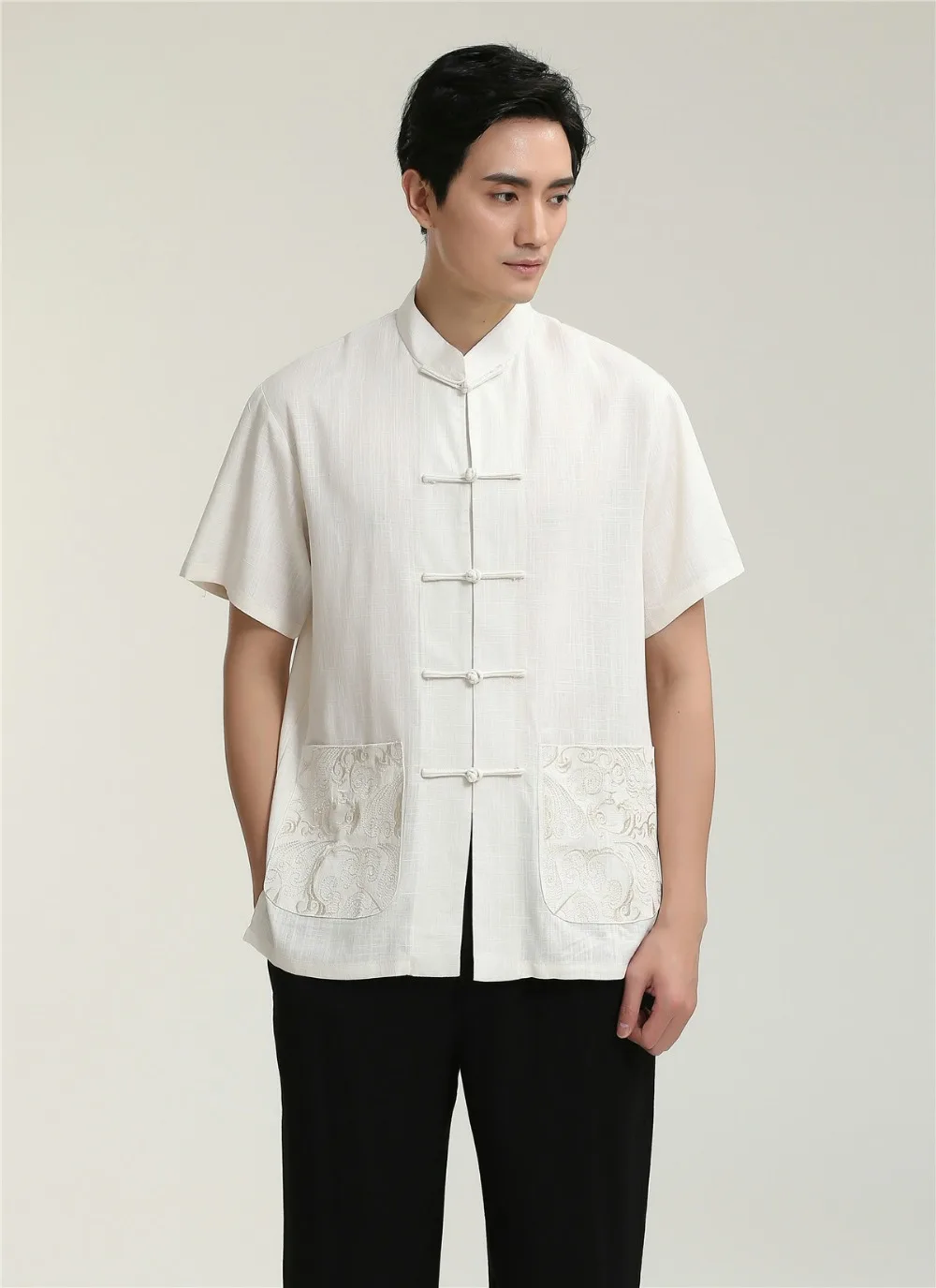 Shanghai Story Short Sleeve Chinese Traditional Clothing KungFu Shirt For Man Chinese Top For Man Loose Shirt Red
