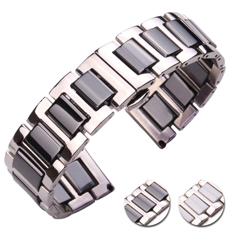 16 18 20mm Stainless Steel Bracelet Middle Ceramic Links Watch Band Men Lady White Black Clock Accessories Watchband Strap
16 18 20mm Stainless Steel Bracelet Middle Ceramic Links Watch Band Men Lady White Black Clock Accessories Watchband Strap