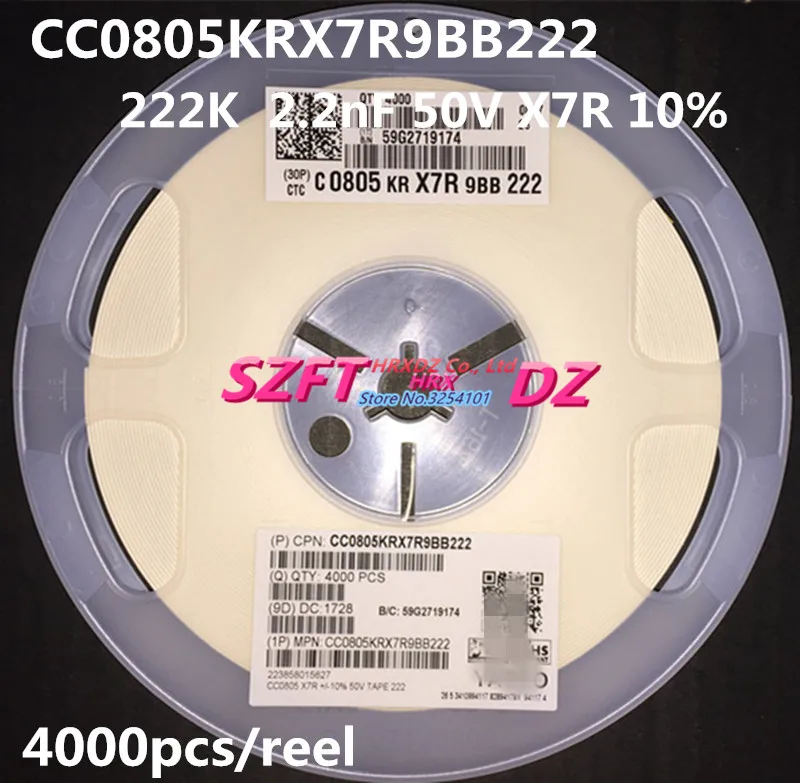SZFTHRXDZ 100% Новые оригинальные оптовые цены 4000 шт. CC0805KRX7R9BB222 222K 2.2nF 50V X7R 10%
SZFTHRXDZ 100% Новые оригинальные оптовые цены 4000 шт. CC0805KRX7R9BB222 222K 2.2nF 50V X7R 10%