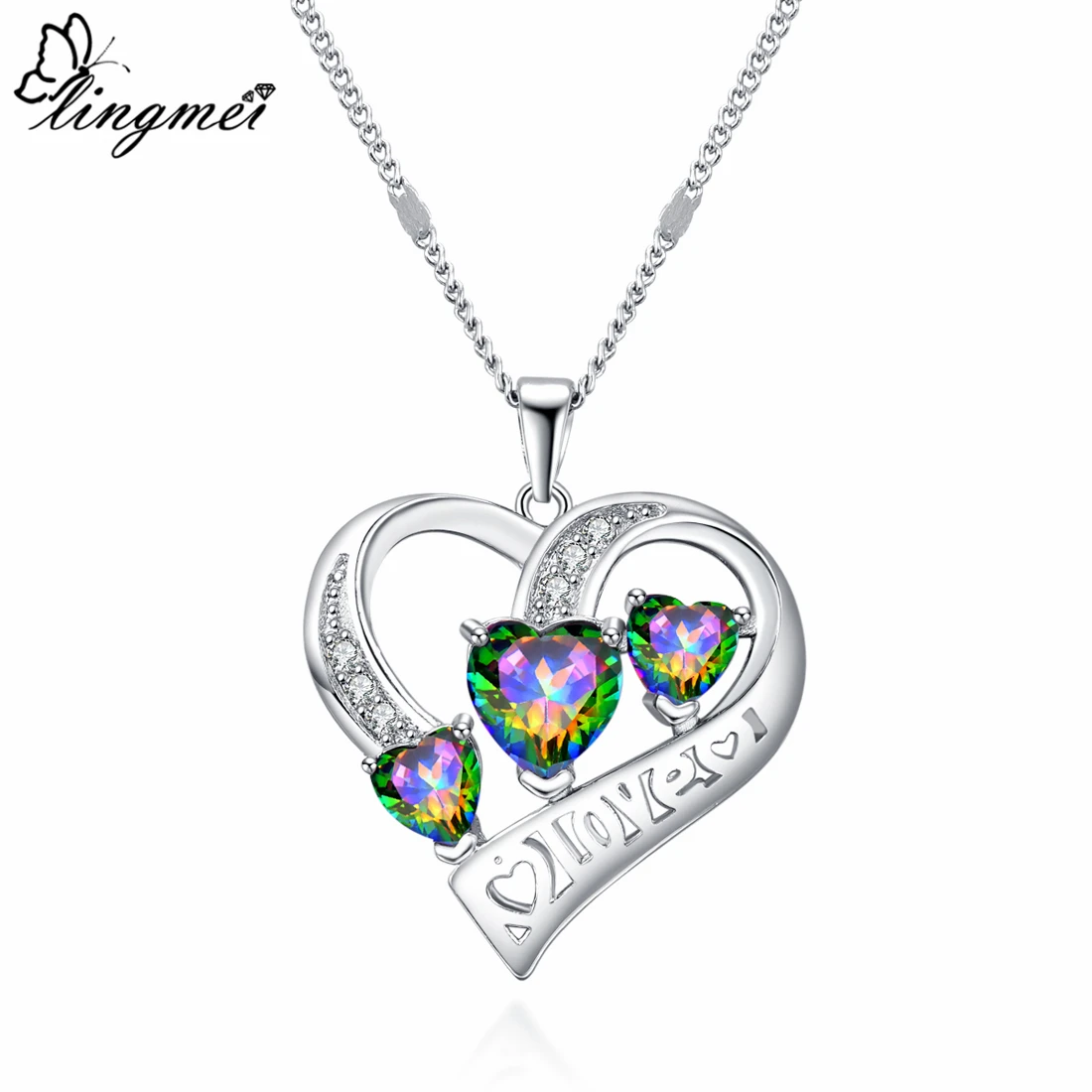 Lingmei Wholesale Wedding Engagement Heart Bride Jewelry Multicolor & Red & White Zircon Silver Color Women Pendant Necklace
Lingmei Wholesale Wedding Engagement Heart Bride Jewelry Multicolor & Red & White Zircon Silver Color Women Pendant Necklace