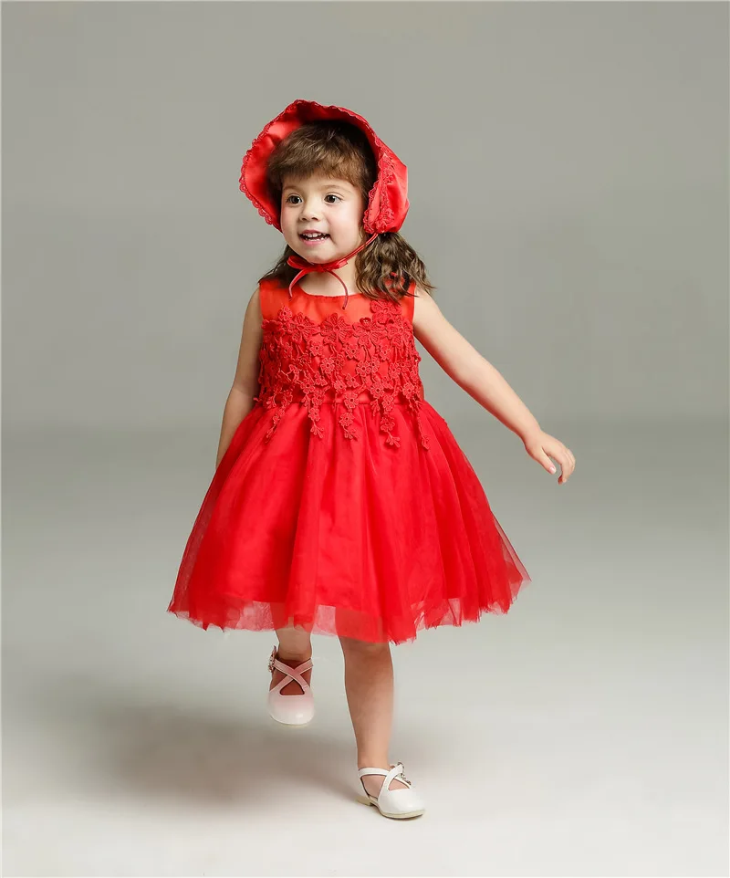 2018 Платья для маленьких девочек красное/Белое праздничное Пышное Платье с бантом