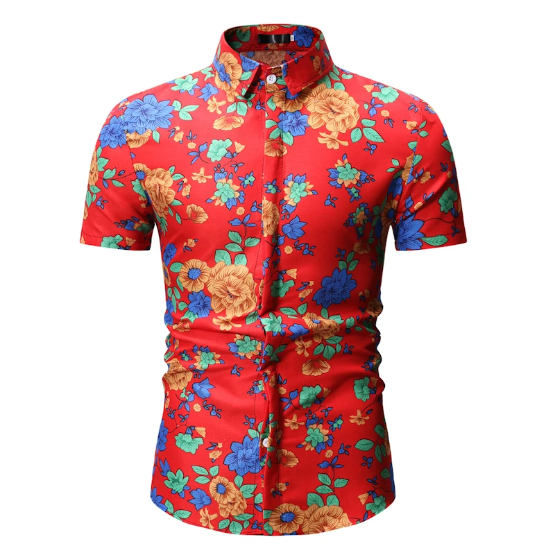 

YASUGUOJI New 2019 Fashion Floral Shirt Men Summer Men Shirt Short Sleeve Mens Shirts Regular Fit Mens Formal Shirts Pauljones