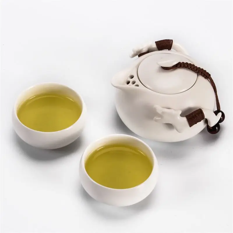 1 горшок и 2 чашки Пингвин керамический чайник Дин печи матовый зеленый Quik чашка
