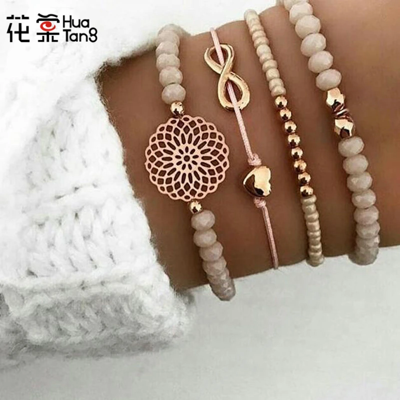 HuaTang 4Pcs/Set Boho Crystal Bow Heart Hand Chain Bracelets Set for Women Hollow Flower Adjustable Beaded Bracelets Bangle 4019
HuaTang 4Pcs/Set Boho Crystal Bow Heart Hand Chain Bracelets Set for Women Hollow Flower Adjustable Beaded Bracelets Bangle 4019