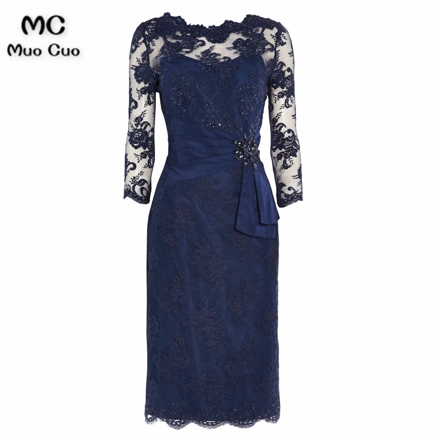 2018 Elegant Navy Blue Mother of the Bride Dresses with Lace 3/4 Sleeves Scoop mother of the bride dresses for weddings
2018 Elegant Navy Blue Mother of the Bride Dresses with Lace 3/4 Sleeves Scoop mother of the bride dresses for weddings