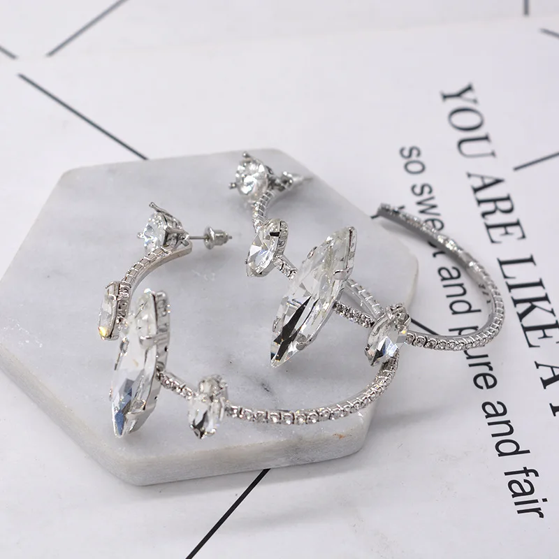 Серьги-кольца женские с кристаллами в стиле барокко 2018 | Украшения и аксессуары