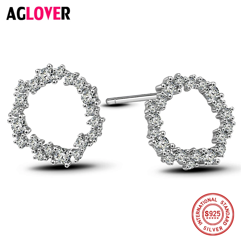 Woman 925 Silver Earrings Fashion Simple Round Stud Earrings AAA Crystal Zircon Brand 100% Silver Female Jewelry
Woman 925 Silver Earrings Fashion Simple Round Stud Earrings AAA Crystal Zircon Brand 100% Silver Female Jewelry