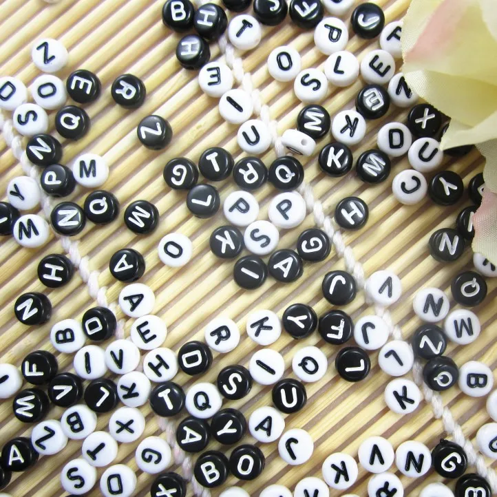 200 White Black Mixed Acrylic Alphabet Letter Spacer Rondelle Beads DIY Flat Round Shape 7mm ZM-30
200 White Black Mixed Acrylic Alphabet Letter Spacer Rondelle Beads DIY Flat Round Shape 7mm ZM-30