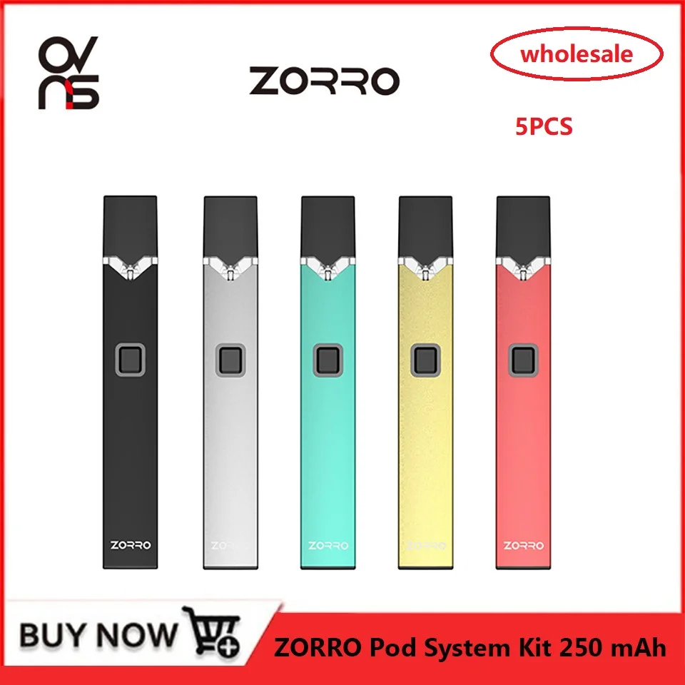 5 шт. оптовая продажа набор OVNS W02 ZORRO Pod вейп с аккумулятором 250 мА/ч ручка для вейпа