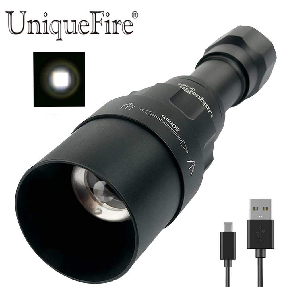 UniqueFire 1605 USB Rechargeable XML T6 LED Flashlight White Light 50mm Convex Lens Focus Adjustable Torch for Camping & Riding
UniqueFire 1605 USB Rechargeable XML T6 LED Flashlight White Light 50mm Convex Lens Focus Adjustable Torch for Camping & Riding