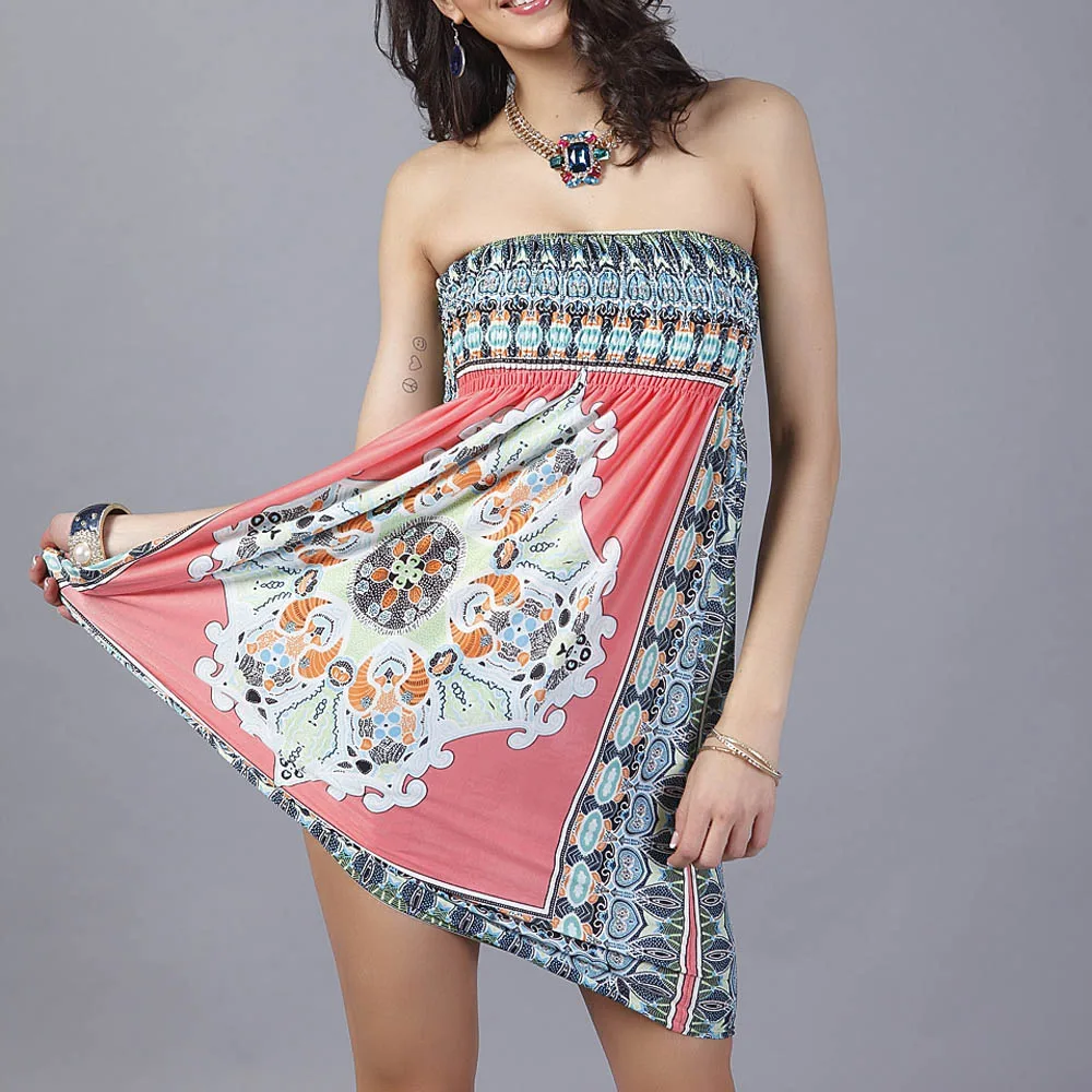 Women Summer Strapless Contrast Color Enthic Style Print Beach Casual Soft Milk Silk Sexy Dress
Women Summer Strapless Contrast Color Enthic Style Print Beach Casual Soft Milk Silk Sexy Dress