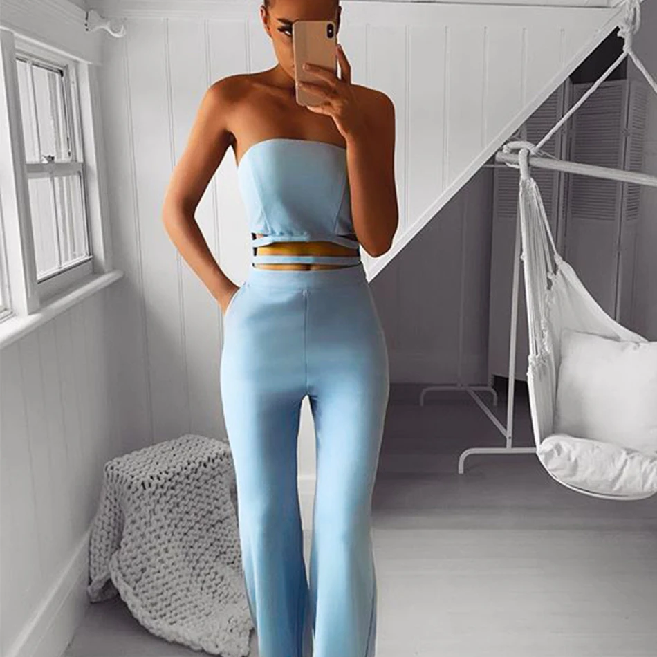 DressBird Newest Summer Womens Jumpsuits Rompers Sexy Strapless Hollow Out Elegant Sky Blue Club Celebrity Long Jumpsuit Rompers
DressBird Newest Summer Womens Jumpsuits Rompers Sexy Strapless Hollow Out Elegant Sky Blue Club Celebrity Long Jumpsuit Rompers