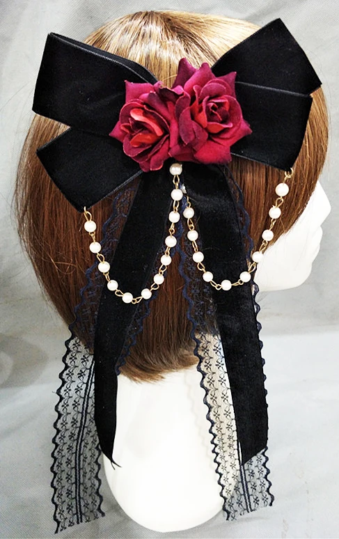 Lolita Girls Lace Gear Bowknot Hair Clip Sexy Gothic Black Satin Red Flower Headwear Gothic Hair Accessories
Lolita Girls Lace Gear Bowknot Hair Clip Sexy Gothic Black Satin Red Flower Headwear Gothic Hair Accessories