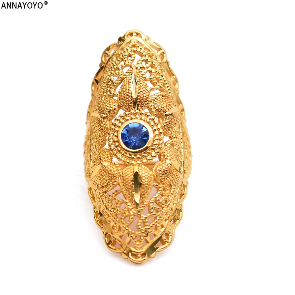 Annayoyo New Ethiopian Blue Stone Wedding Ring for Women Gold Color Ring Eritrea Africa Fashion Ring Middle East Jewelry
Annayoyo New Ethiopian Blue Stone Wedding Ring for Women Gold Color Ring Eritrea Africa Fashion Ring Middle East Jewelry