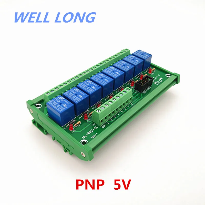 

DIN Rail Mount 8 Channel Power Relay Interface Module PNPType 5V 10A Power Relay Interface Module,SONGLE SRD-5VDC-SL-C Relay.