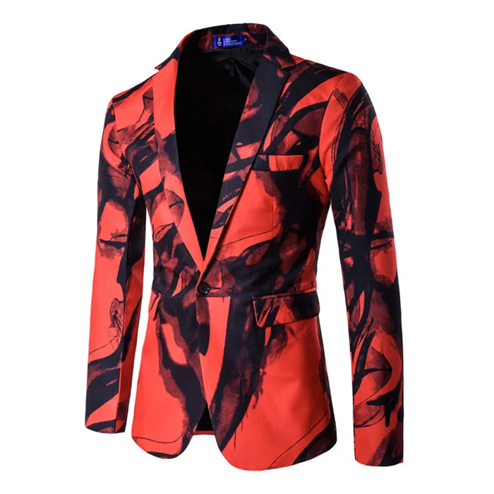 Europe and America personality single button casual blazers men ink printed blazer Wedding dress Slim Fit Suit Jacket Homens
Europe and America personality single button casual blazers men ink printed blazer Wedding dress Slim Fit Suit Jacket Homens