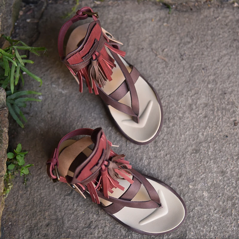 Artmu Summer New Handmade Leather Sandals Flat Roman Fringe Casual Women Sandals Beach Shoes 510-6
Artmu Summer New Handmade Leather Sandals Flat Roman Fringe Casual Women Sandals Beach Shoes 510-6