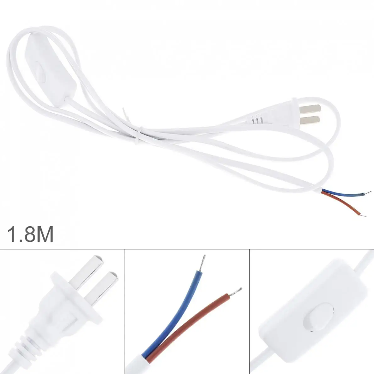 White 303 Button Switch Plug Wire with 1.8m Line Length Power Cord for Desk Lamp and Other Household Lamps
White 303 Button Switch Plug Wire with 1.8m Line Length Power Cord for Desk Lamp and Other Household Lamps