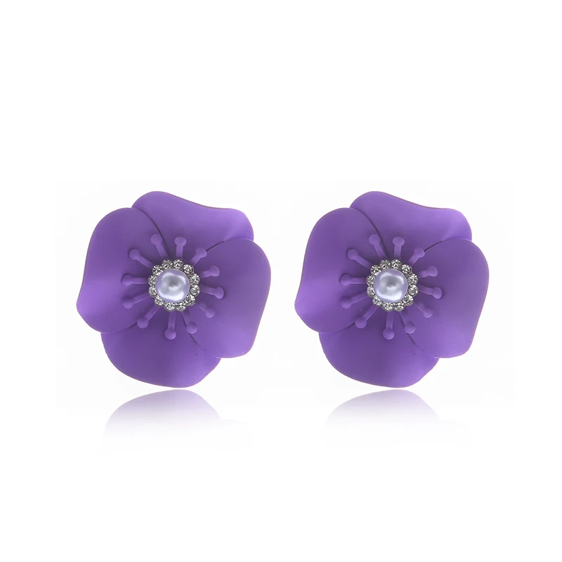 FLDZ New floral stud stainless steel spray paint set with Rhinestone pearl fashion lady earrings clothing accessories | Украшения и