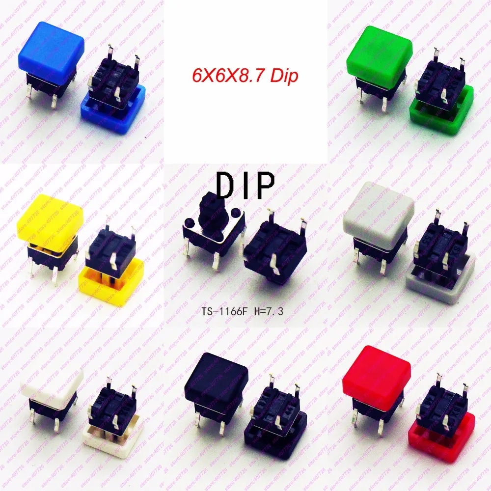 1000PCS 6X6X7.3MM 4PIN DIP (H=8.7MM With Cap) Momentary Tact Button Switch Top Square Tactical Keys Switch Mini Push Button
1000PCS 6X6X7.3MM 4PIN DIP (H=8.7MM With Cap) Momentary Tact Button Switch Top Square Tactical Keys Switch Mini Push Button