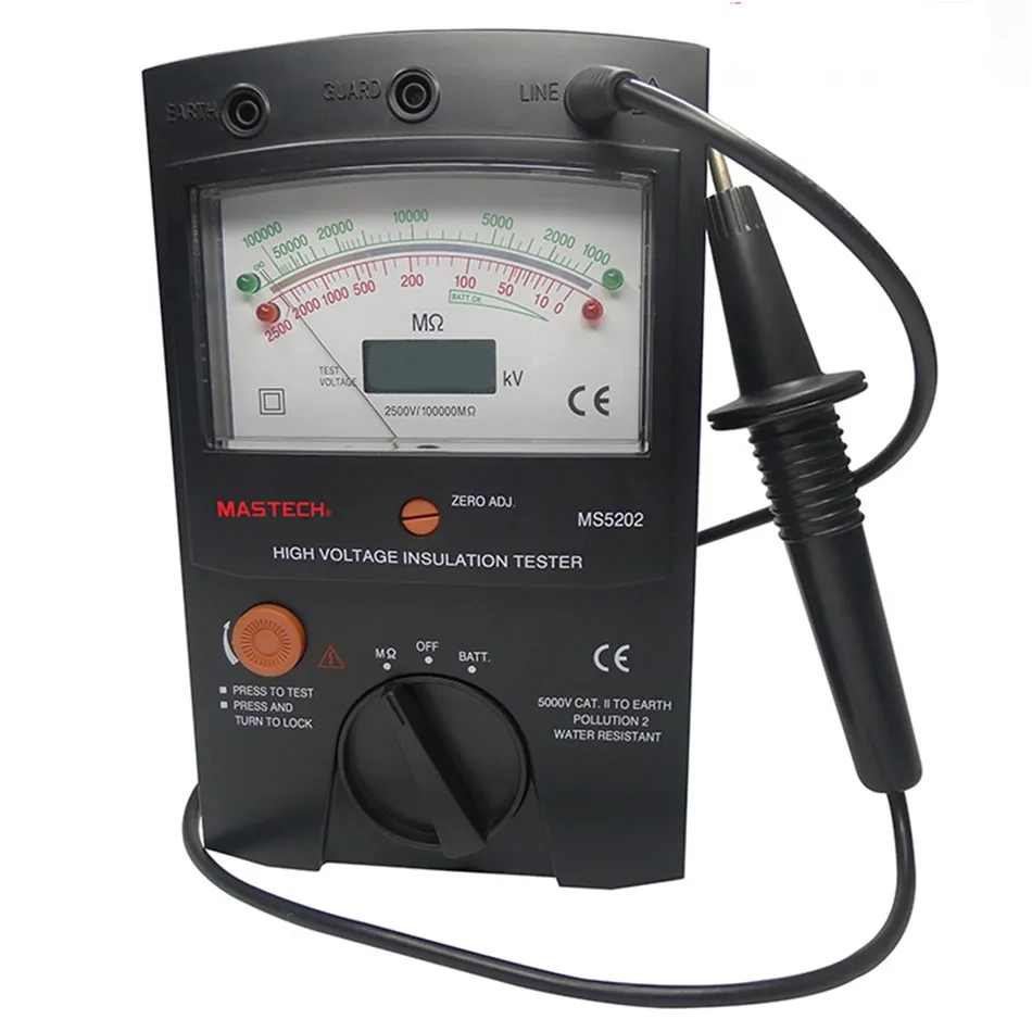 MS5202 Digital Analogue High Voltage Insulation Meter Tester Digital Dual Measuring Switch Inner Battery Test
MS5202 Digital Analogue High Voltage Insulation Meter Tester Digital Dual Measuring Switch Inner Battery Test