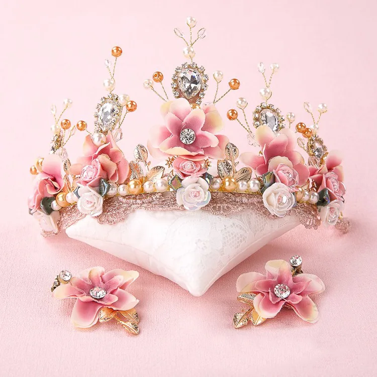 Sweet pink bride handmade beaded lace tiara corone crown tocados para novias ceramic flower hair headdress
Sweet pink bride handmade beaded lace tiara corone crown tocados para novias ceramic flower hair headdress