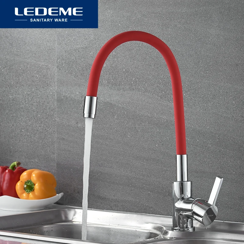 LEDEME Смеситель для кухни с силиконовым изливом латунь Цвет: хром+красный L4898-1
LEDEME Смеситель для кухни с силиконовым изливом латунь Цвет: хром+красный L4898-1