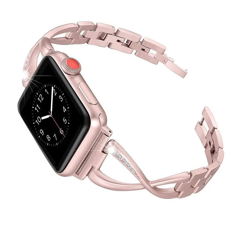 Rose Pink Crystal Diamond Straps For Apple Watch Bands 1 2 3 4 Replace Stainless Steel Bracelet Strap38MM 40MM 42MM 44MM I-Watch
Rose Pink Crystal Diamond Straps For Apple Watch Bands 1 2 3 4 Replace Stainless Steel Bracelet Strap38MM 40MM 42MM 44MM I-Watch