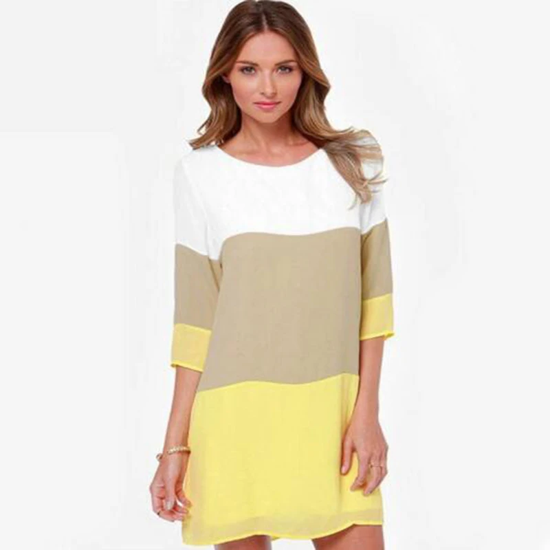Fresh Spring Style Summer Ladies Colors Patchwork Casual Dresses Three Quarter Sleeve Mini Dress Shift Dress Crew Neck Colorful
Fresh Spring Style Summer Ladies Colors Patchwork Casual Dresses Three Quarter Sleeve Mini Dress Shift Dress Crew Neck Colorful