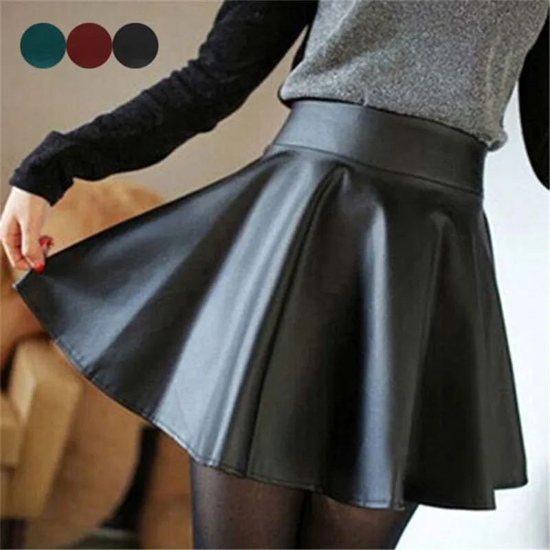 2018 New Fashion Women High Waist PU Leather Skater Mini Skirt Solid Color Sexy Short Pleated Skirts Faldas Mujer Jupe Femme
2018 New Fashion Women High Waist PU Leather Skater Mini Skirt Solid Color Sexy Short Pleated Skirts Faldas Mujer Jupe Femme