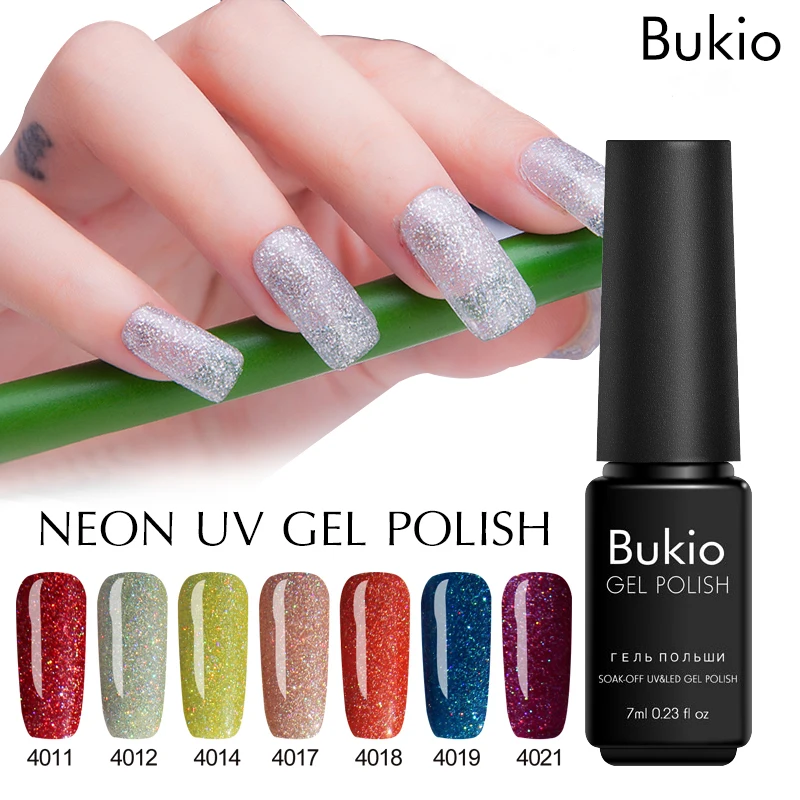 Bukio неоновый гель для ногтей 7 мл УФ светодио дный лампы полу постоянный эмалей