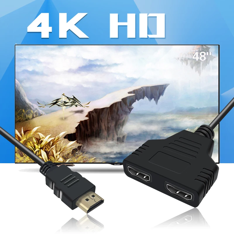 Tonbux 1080P Переходник Hdmi разветвитель 1 в 2 Выход Мужской к женской видео кабель