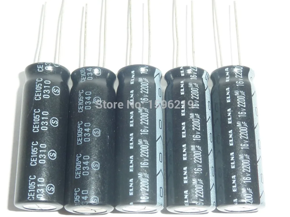5 шт. 2200 мкФ 16 В ELNA 10x30 мм Высший сорт оригинальный 16V2200uF алюминиевый