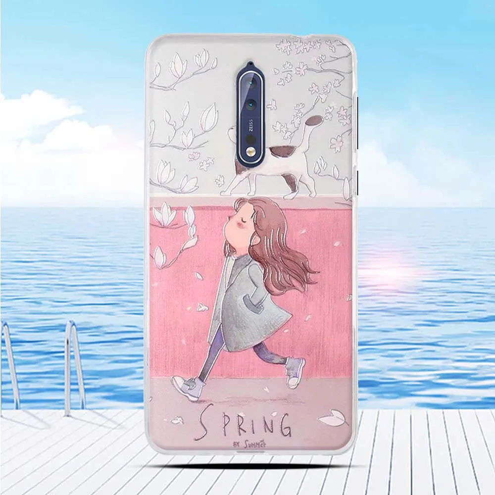 Чехол для Nokia 8 с 3D рельефным рисунком Цветочная задняя крышка ТПУ Мягкий