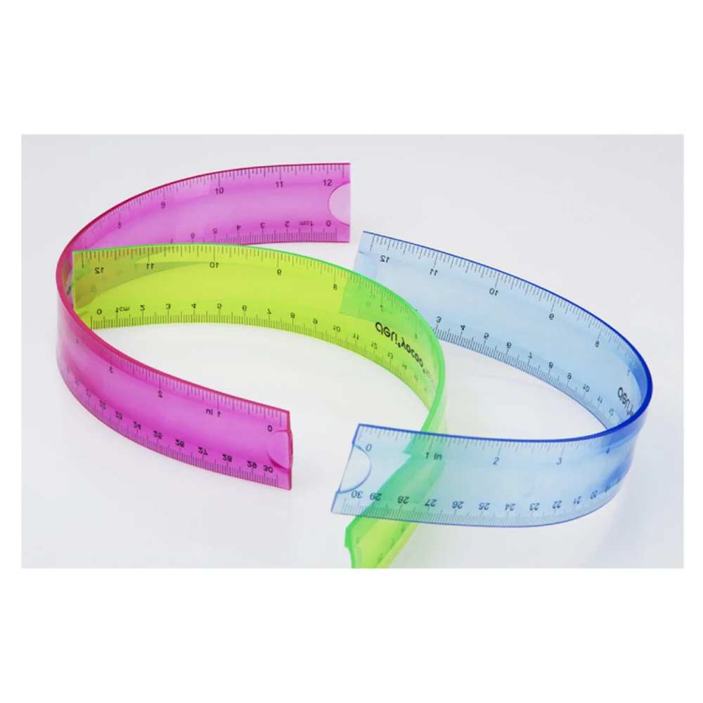 

Free shipping multicolour student flexible ruler tape measure 15cm 20cm 30cm(6\8\12inch) Straight Ruler Office School supplies
