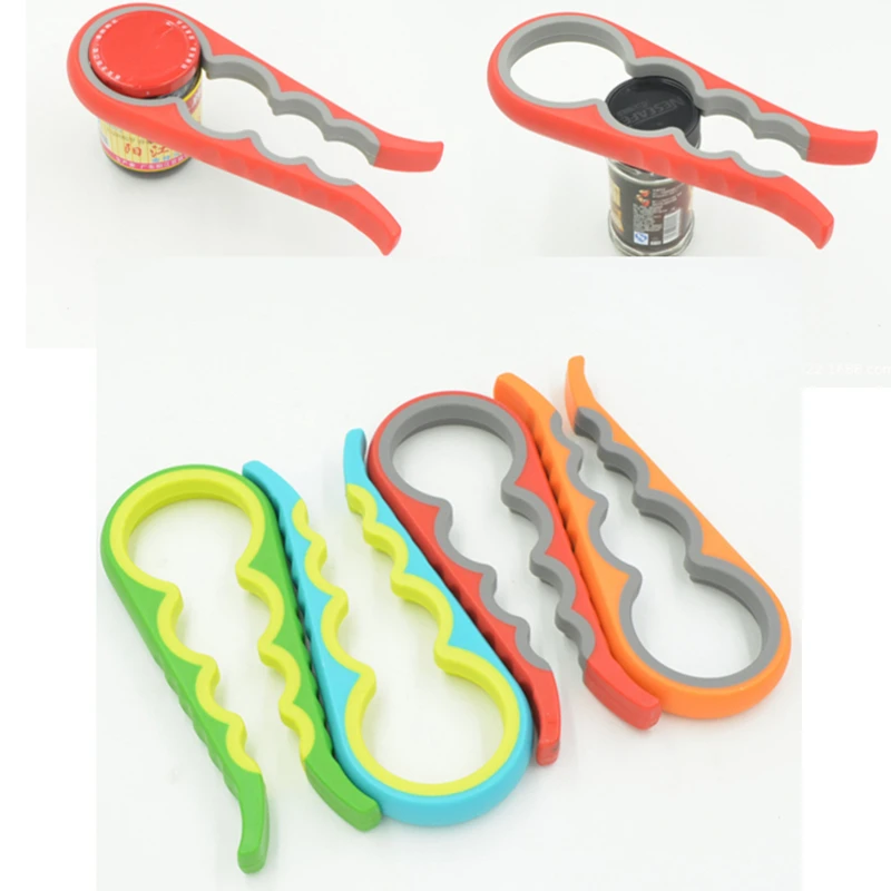 

1Pc Can Opener Hot Fashion 4 In 1 Creative Multifunction Bottle Opener Non-slip Jar Wrench Gourd-shaped Jar Opener Kitchen Tool