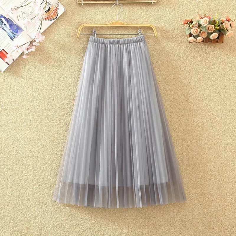 2019 Spring Summer Mesh Pleated Skirt Women Sweet Princess Long Skirt Korean Elastic High Waist A Line Tulle Skirts Jupe femme
2019 Spring Summer Mesh Pleated Skirt Women Sweet Princess Long Skirt Korean Elastic High Waist A Line Tulle Skirts Jupe femme