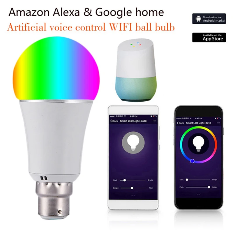 7W Wireless WiFi Smart LED Bulb B22 RGB Bulb Support Alexa Google Home Voice Control 9W LED Lamp
7W Wireless WiFi Smart LED Bulb B22 RGB Bulb Support Alexa Google Home Voice Control 9W LED Lamp