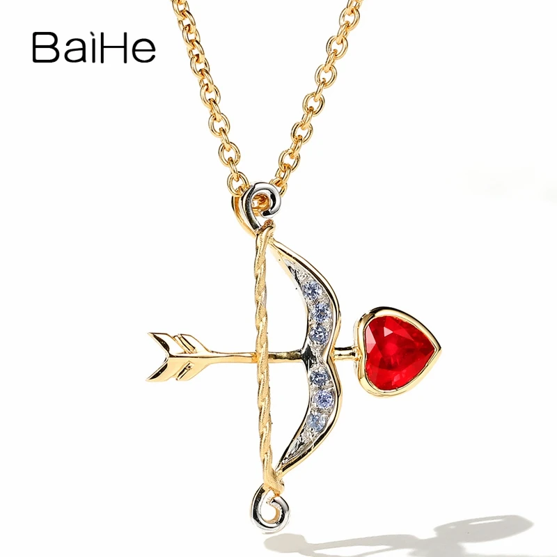 BAIHE Solid 18K White+Yellow Gold 0.20ct Heart Ruby Trendy Fine Jewelry Engagement Beautiful Archery Ruby Pendant Necklaces
BAIHE Solid 18K White+Yellow Gold 0.20ct Heart Ruby Trendy Fine Jewelry Engagement Beautiful Archery Ruby Pendant Necklaces