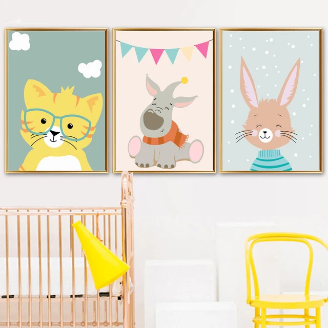 Cute Cartoon Cat Rabbit Wall Art Canvas Painting Animal Posters and Prints Nordic Style Kids Decoration Pictures for Baby Room
Cute Cartoon Cat Rabbit Wall Art Canvas Painting Animal Posters and Prints Nordic Style Kids Decoration Pictures for Baby Room