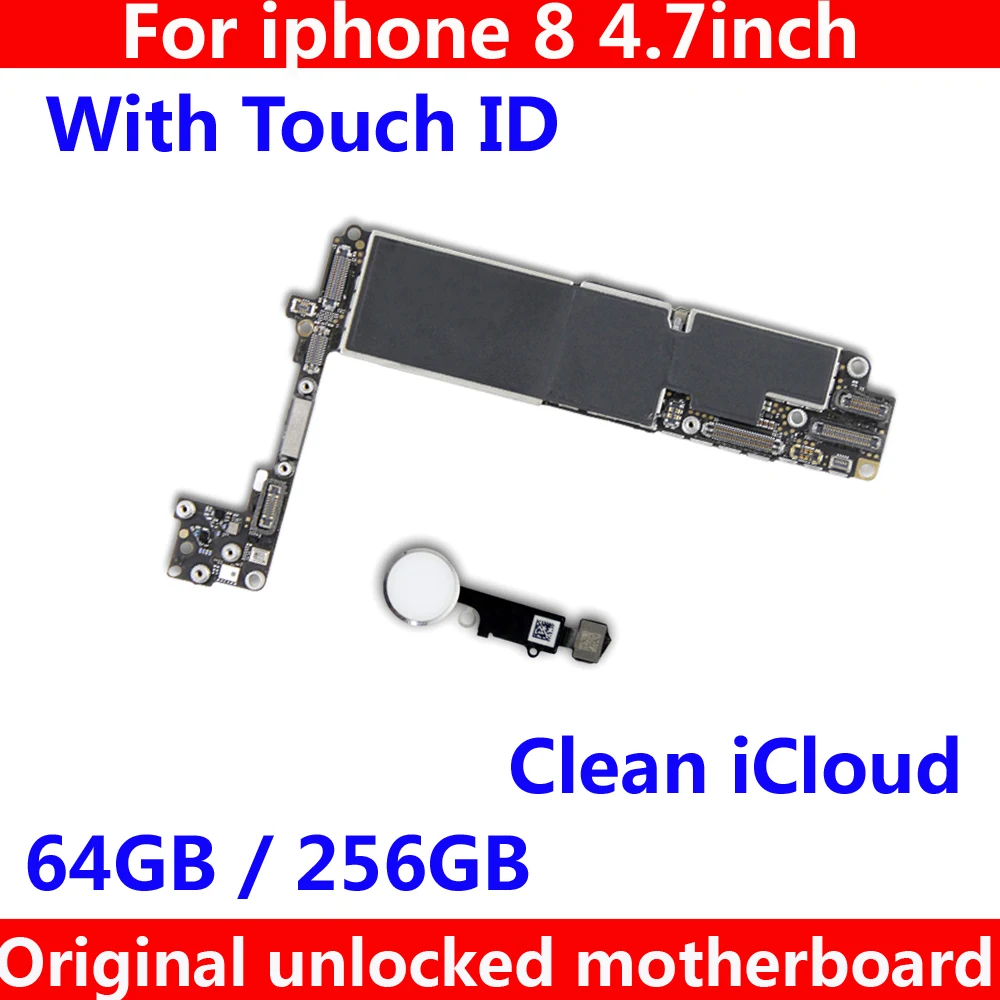 Full Unlocked motherboard with / NO Touch ID Original IOS system logic board for iphone 8 64GB 256GB Clean iCloud mainboard
Full Unlocked motherboard with / NO Touch ID Original IOS system logic board for iphone 8 64GB 256GB Clean iCloud mainboard