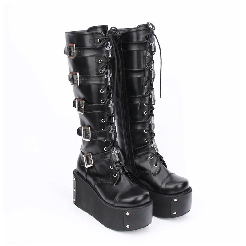 Angelic imprint PU Leather Round Toe Punk style Lolita boots Knee Lace Up High Boots Stars Lolita Shoes size 35-46 7008
Angelic imprint PU Leather Round Toe Punk style Lolita boots Knee Lace Up High Boots Stars Lolita Shoes size 35-46 7008