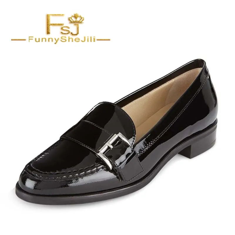 Black Round Toe Flats Buckle Patent Leather Loafers for Women Slip-On Solid Women Shoes Generous Incomparable Sexy FSJ Elegant
Black Round Toe Flats Buckle Patent Leather Loafers for Women Slip-On Solid Women Shoes Generous Incomparable Sexy FSJ Elegant