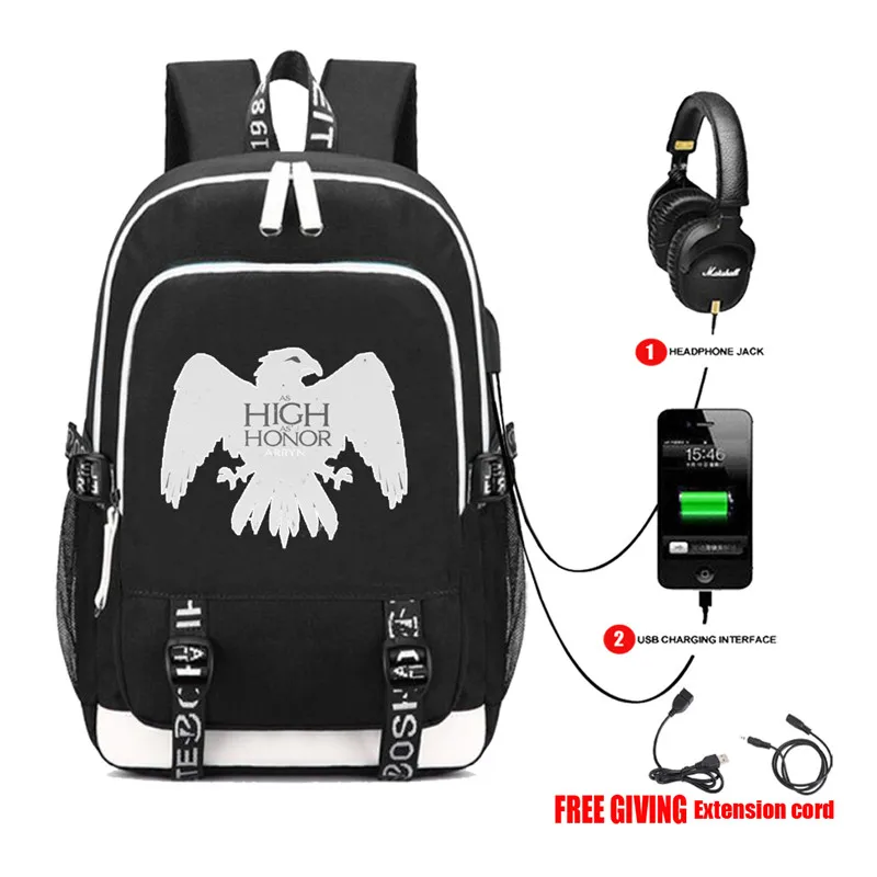 As High As Honor Arryn Book bag Rucksack Student School Bag For Boys Girls Travel Backpack USB Port Mochila Black Backpack
As High As Honor Arryn Book bag Rucksack Student School Bag For Boys Girls Travel Backpack USB Port Mochila Black Backpack