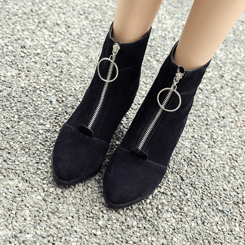 JK 2018 New Ankle Women Boots Thich High Heels Boot Pointed Toe Zip Footwear Flock Shoes Winter Fashion High Neck Lady Shoes
JK 2018 New Ankle Women Boots Thich High Heels Boot Pointed Toe Zip Footwear Flock Shoes Winter Fashion High Neck Lady Shoes
